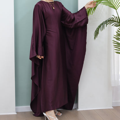 Women's Stretch Satin Modest Abaya Dress