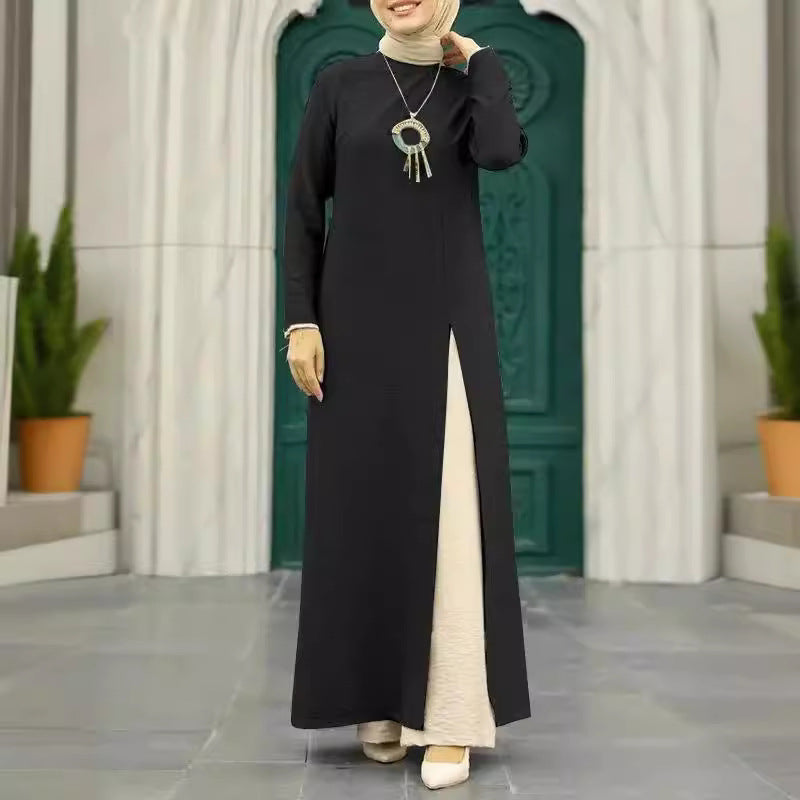 Elegant Solid Color Women's Modest Dress