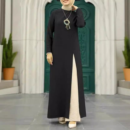 Elegant Solid Color Women's Modest Dress