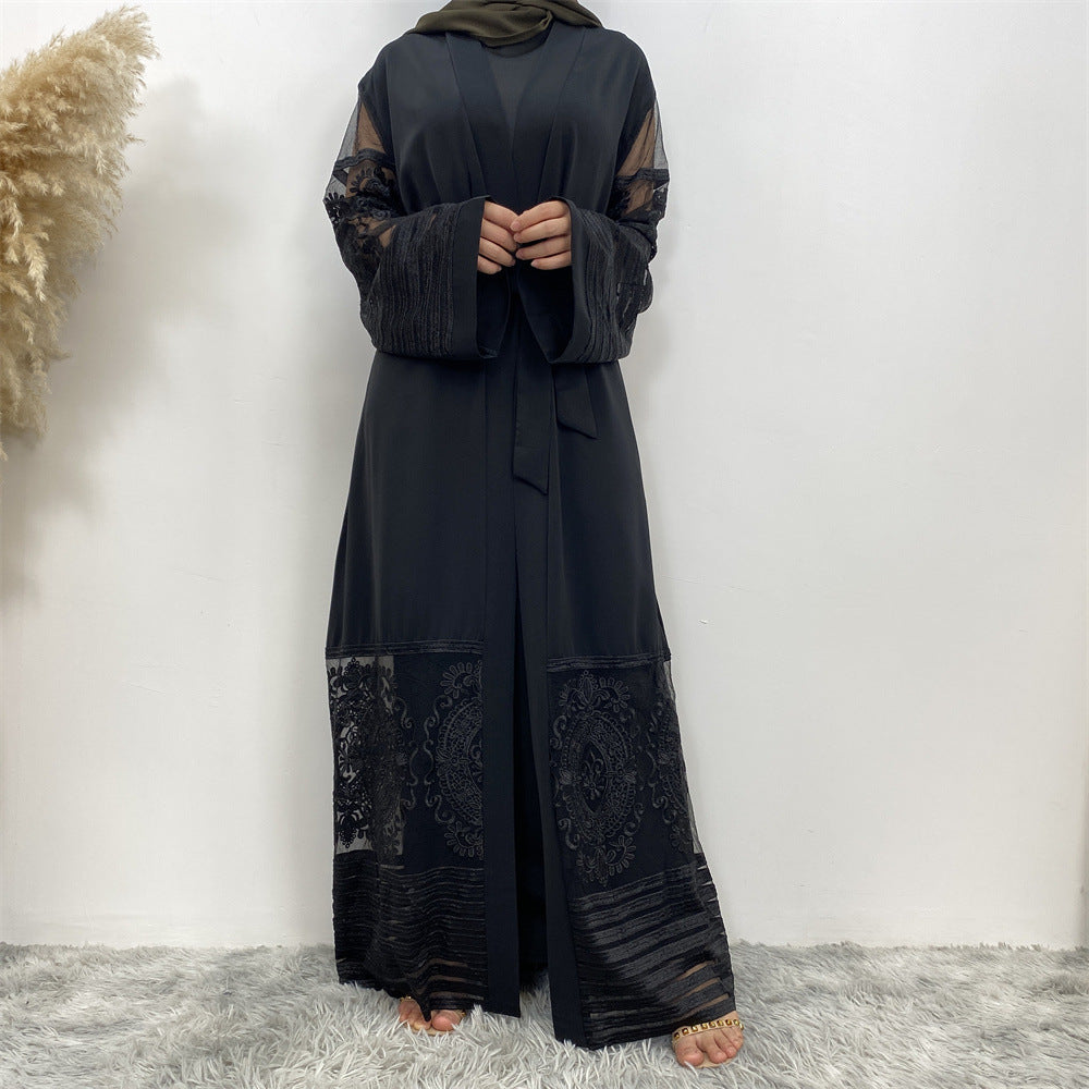 Women's Embroidered Mesh Robe Dress