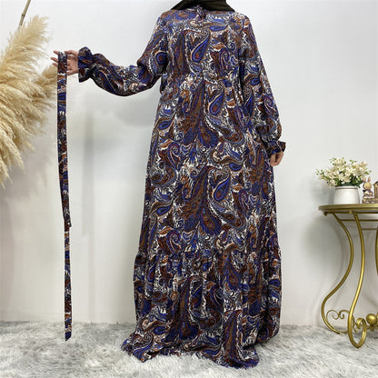 Stylish Printed Casual Maxi Abaya Dress