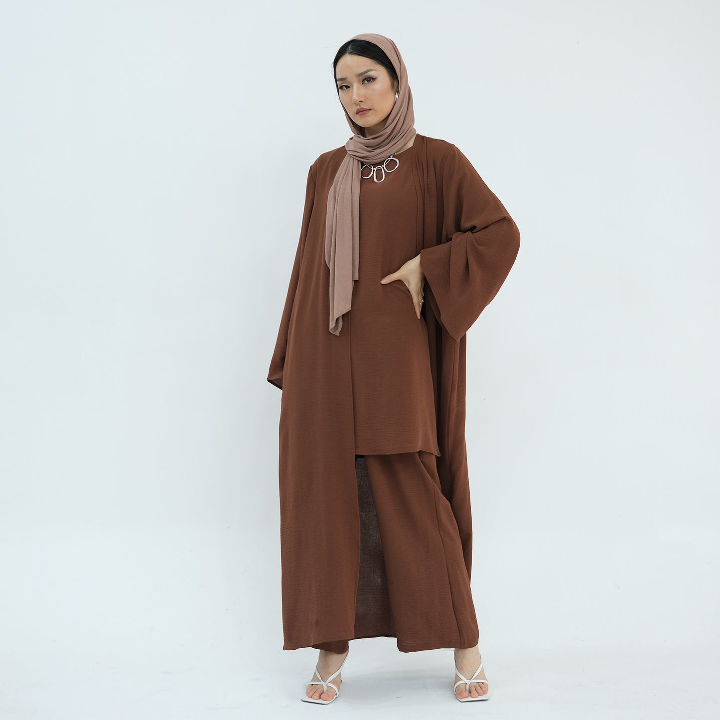 Women's Modest Three-piece Top And Pants Suit