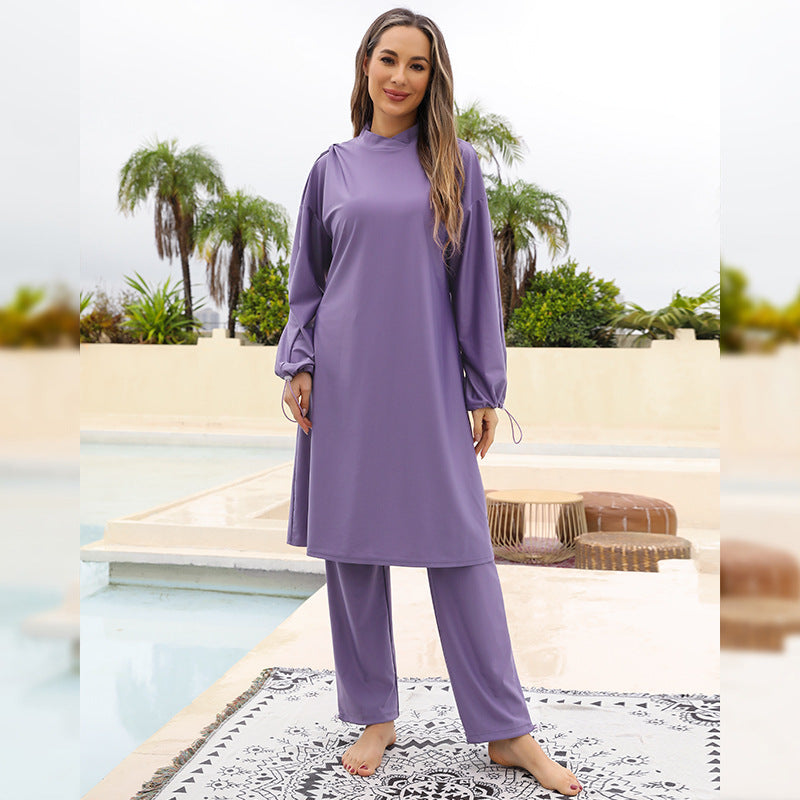 Stylish Burkini Dive Surf Conservative Swimwear Trio Set