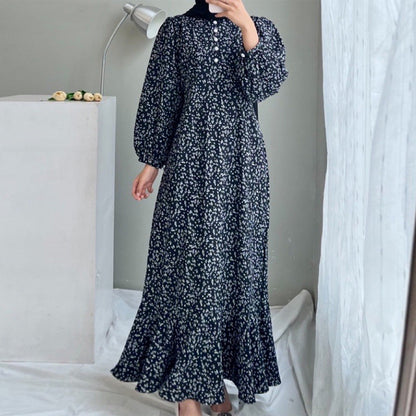 Exclusive Floral Printed Women's Casual Long-sleeved Dress