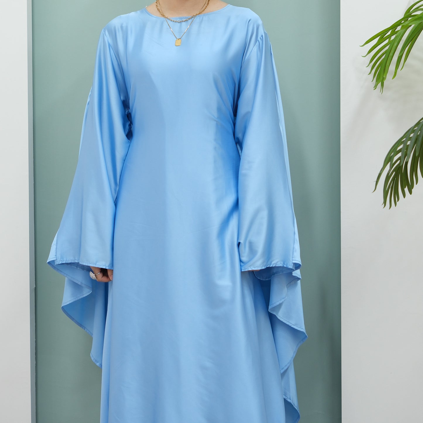 Women's Stretch Satin Modest Abaya Dress