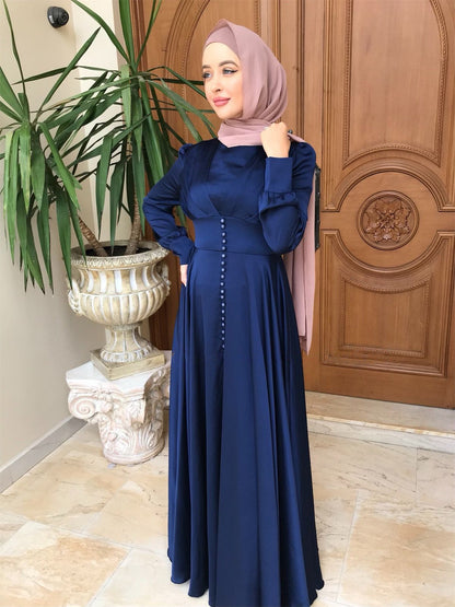 Beaded Elegant Satin Abaya Dress