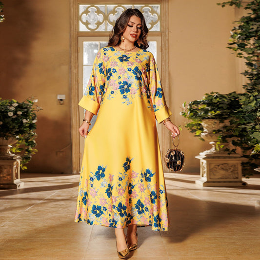 Luxury Floral Pearls Maxi Dress - Yellow