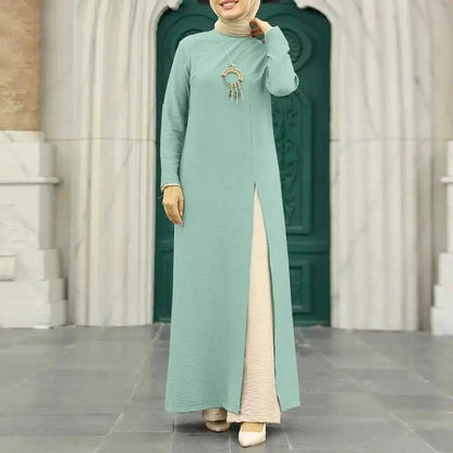 Elegant Solid Color Women's Modest Dress