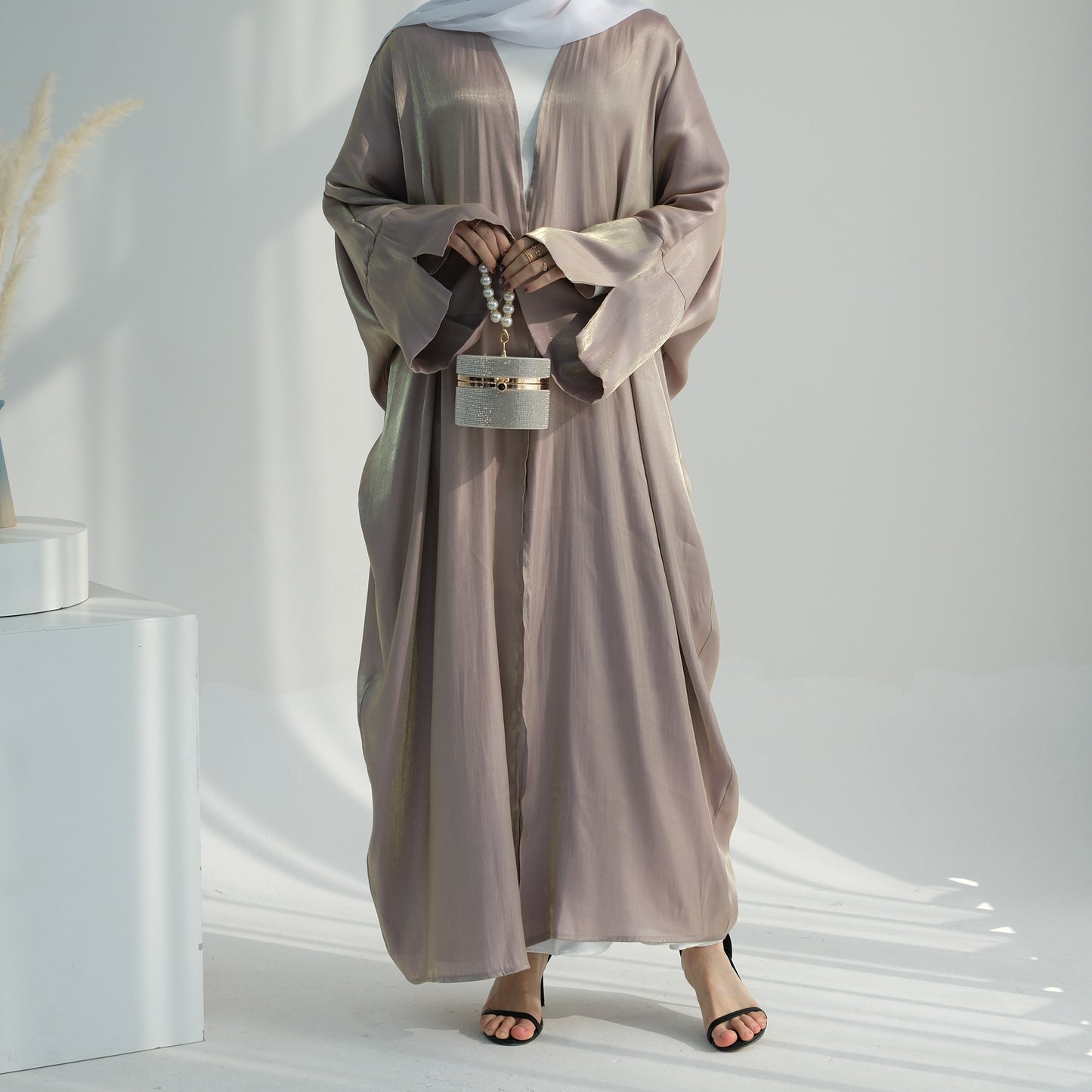 Plain Glitter Fabric Exquisite Robe