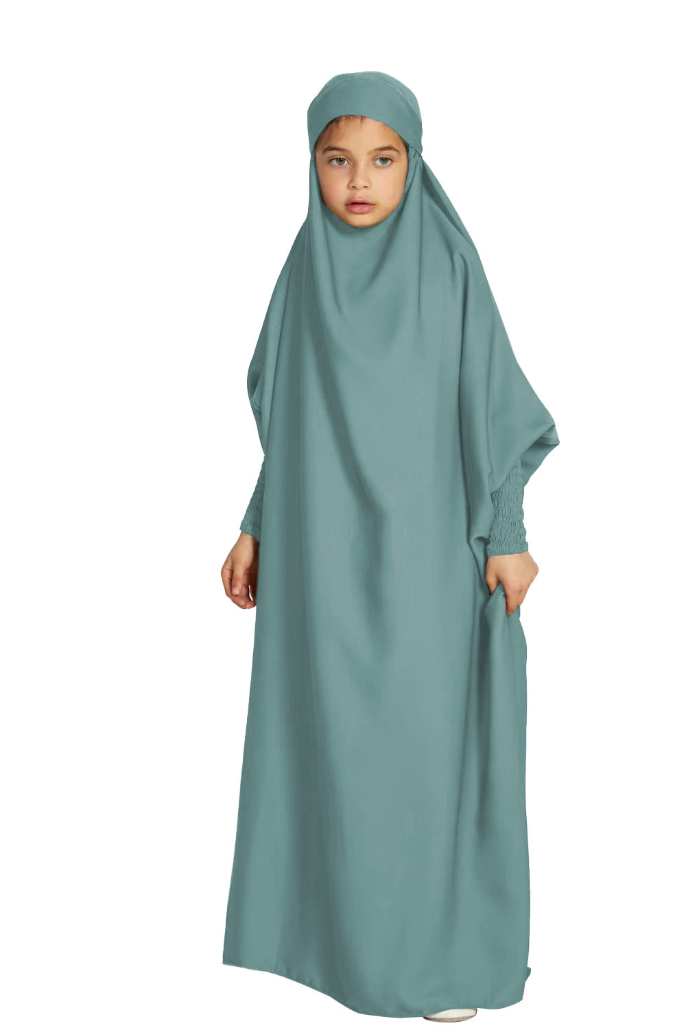 Kids Hooded Bat Sleeve Dress Jilbab