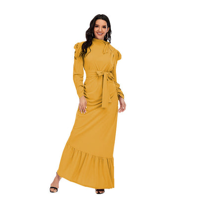 Pleated Stylish Irregular Modest Dress