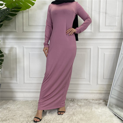 Women's Solid Color Long-sleeved Abaya Dress