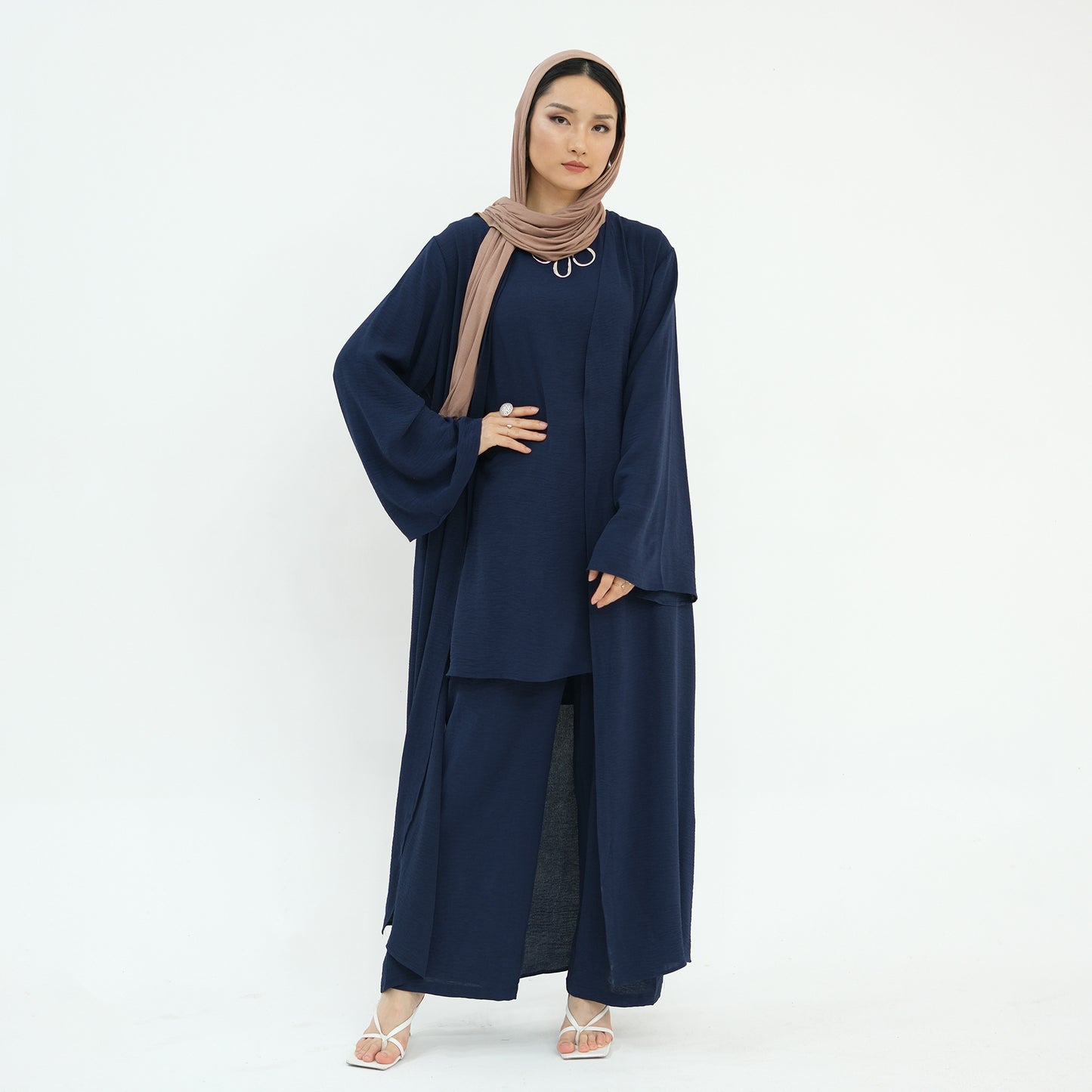 Women's Modest Three-piece Top And Pants Suit