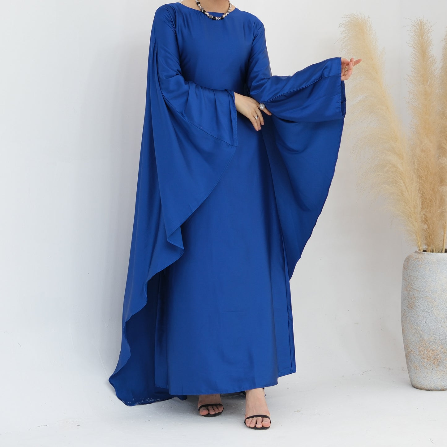 Women's Stretch Satin Modest Abaya Dress