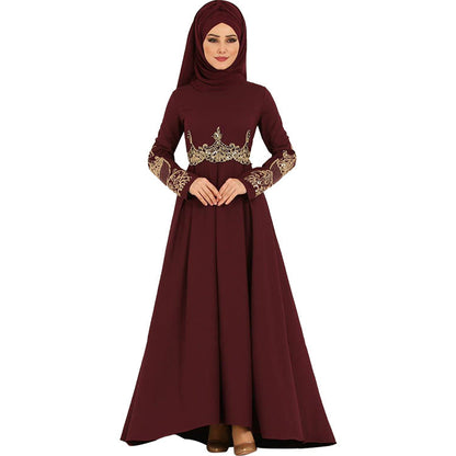 Women's Embroidered Slim Modest Dress