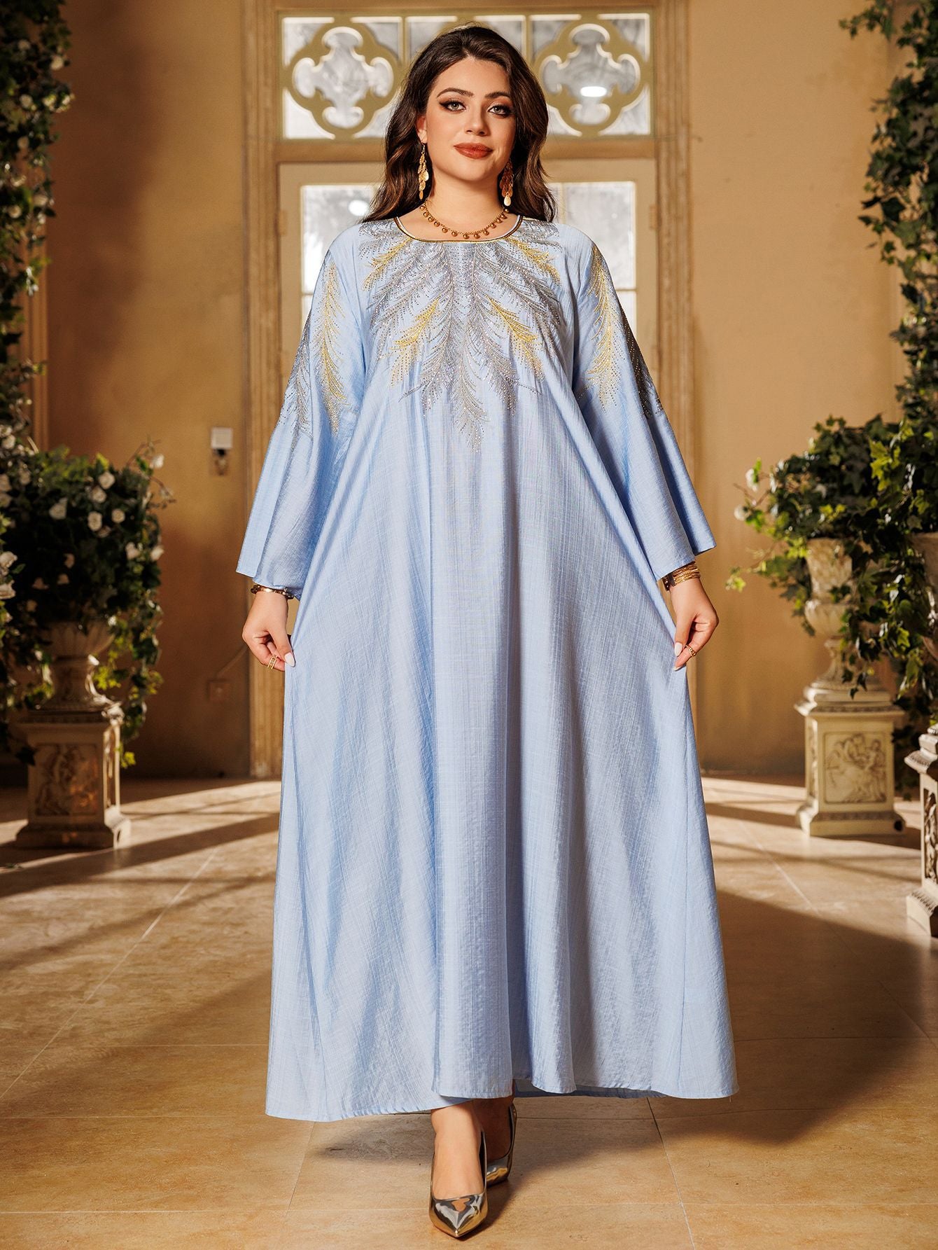 Modest Long Sleeve Islamic Dress - Blue