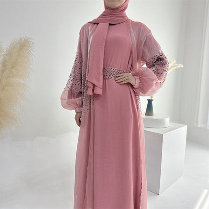 Women's Solid Color Puff Sleeve Robe