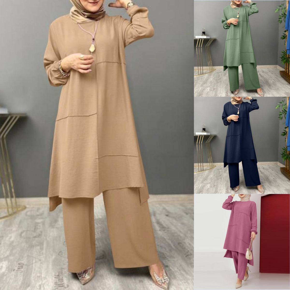 Stylish Women's Loose Shirt and Wide Leg Trouser Set