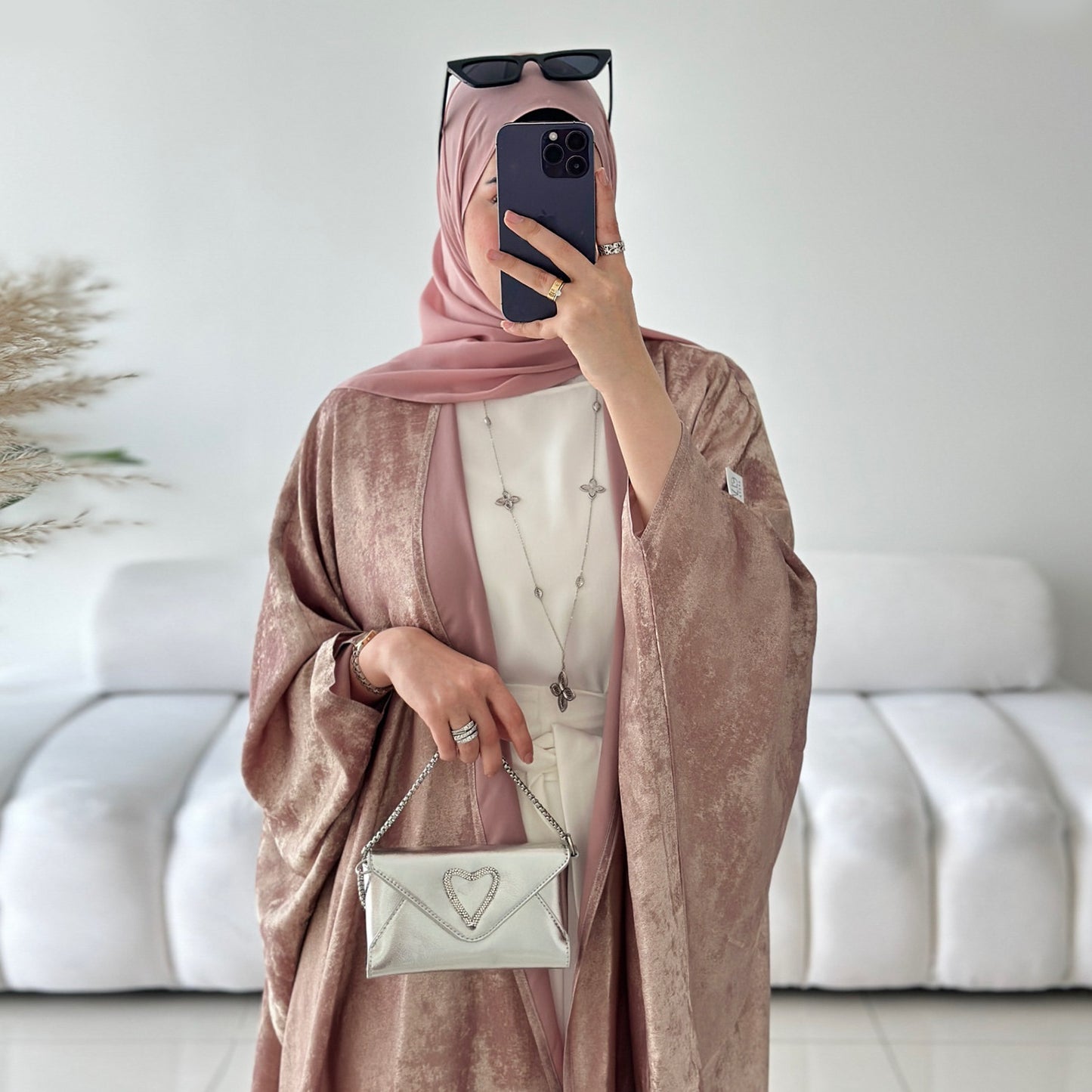 Women's Patchwork Elegant Open Abaya Robe