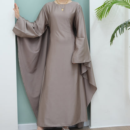 Women's Stretch Satin Modest Abaya Dress