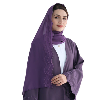 Women's Plain Embroidered Robe Open Abaya