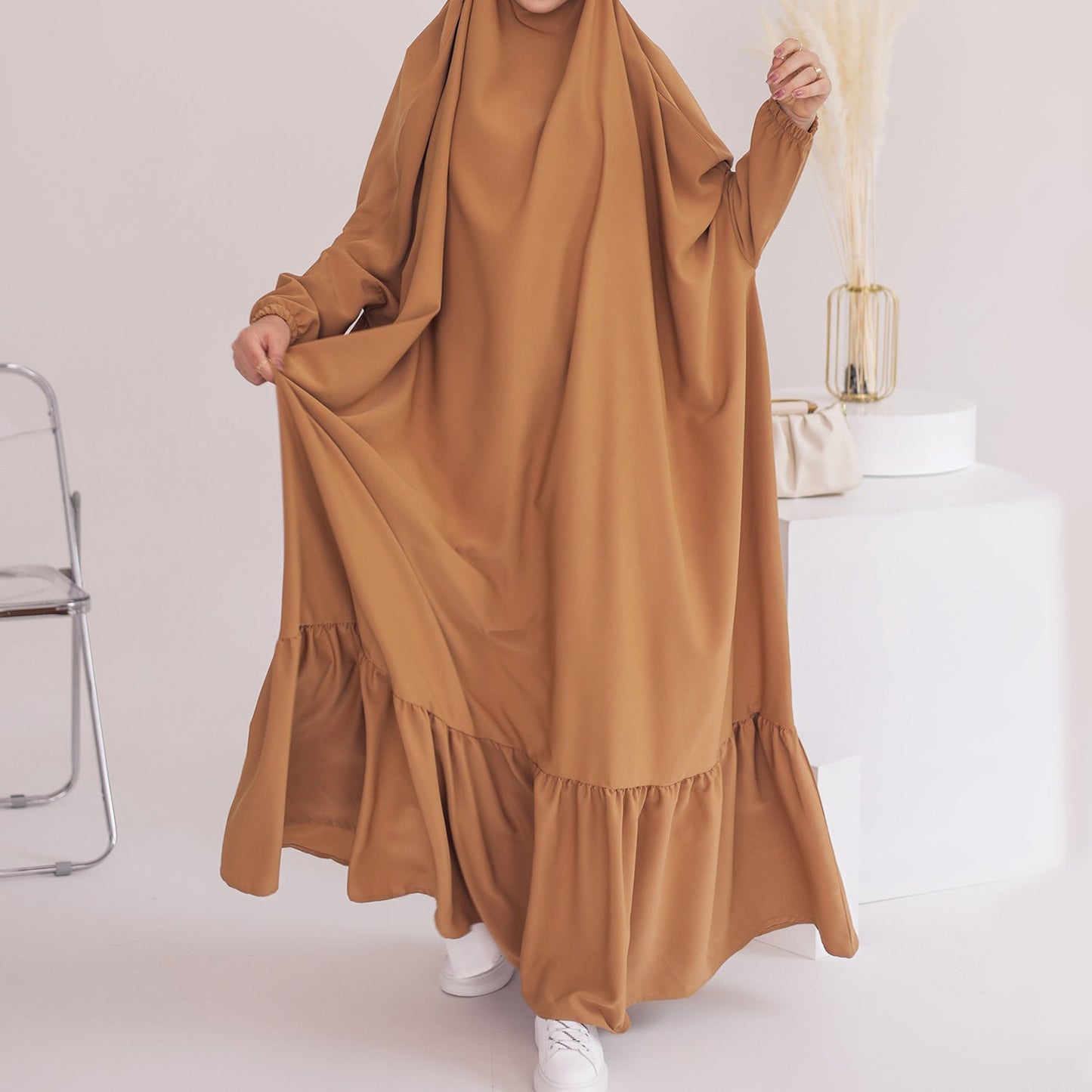 Women's Solid Color Modest Abaya Dress Jilbab