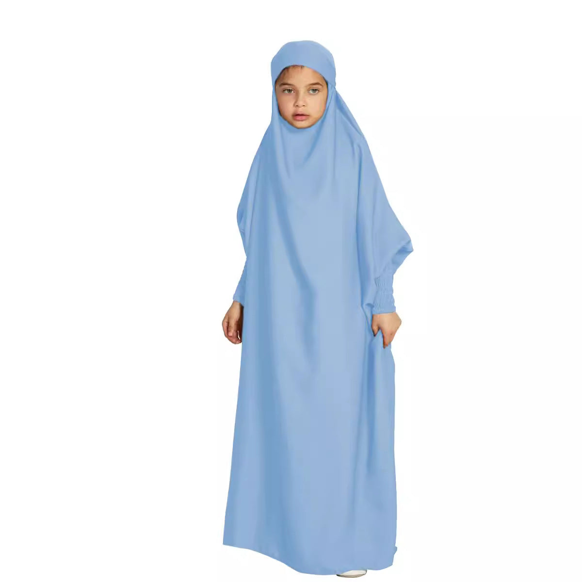 Kids Hooded Bat Sleeve Dress Jilbab