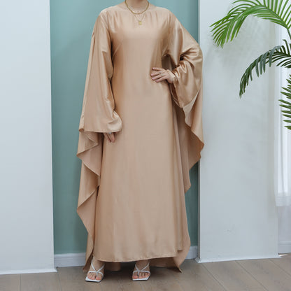 Women's Stretch Satin Modest Abaya Dress