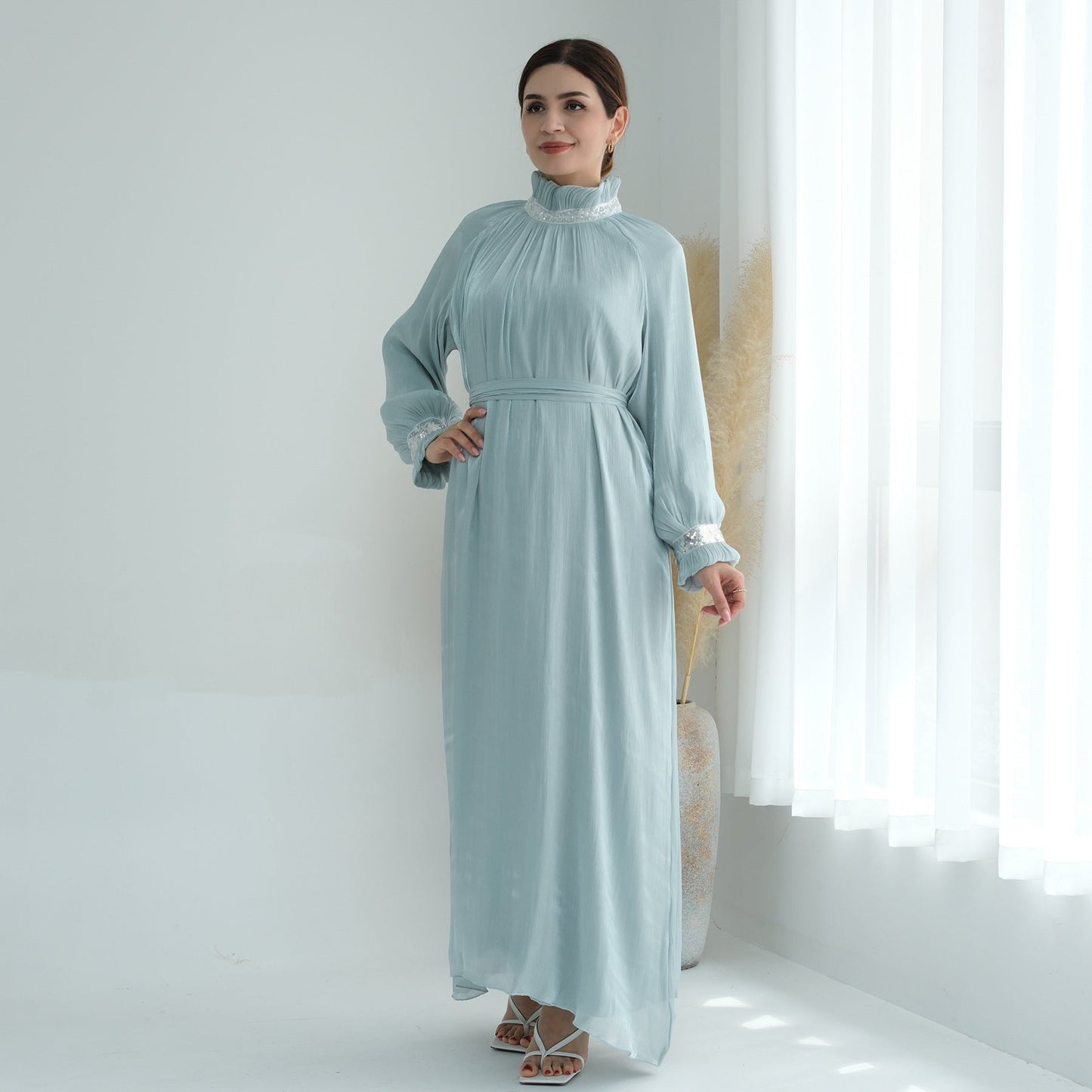 Women's Lace Up Modest Abaya Dress