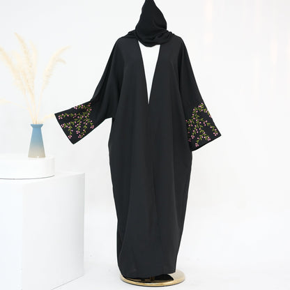 Modest Floral Embroidery Elegant Robe