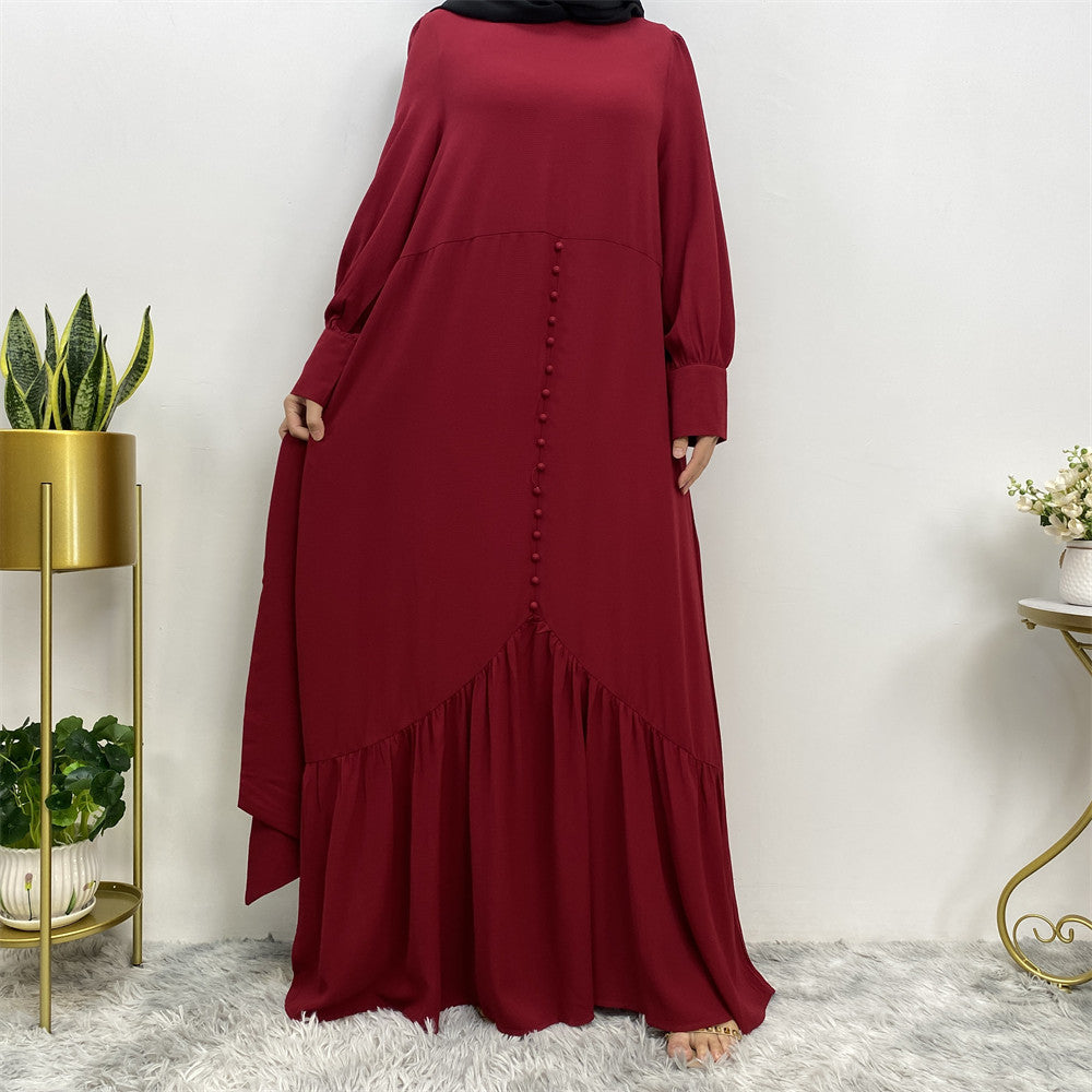 Women's Plain Patchwork Modest Dress