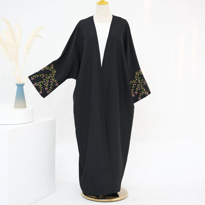 Modest Floral Embroidery Elegant Robe