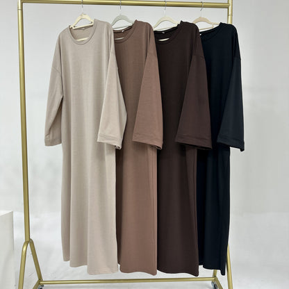 Women's Plain Sweatshirt Abaya Dress