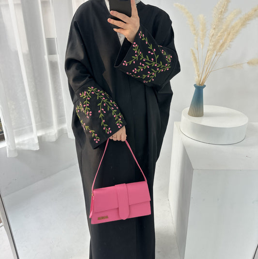 Modest Floral Embroidery Elegant Robe