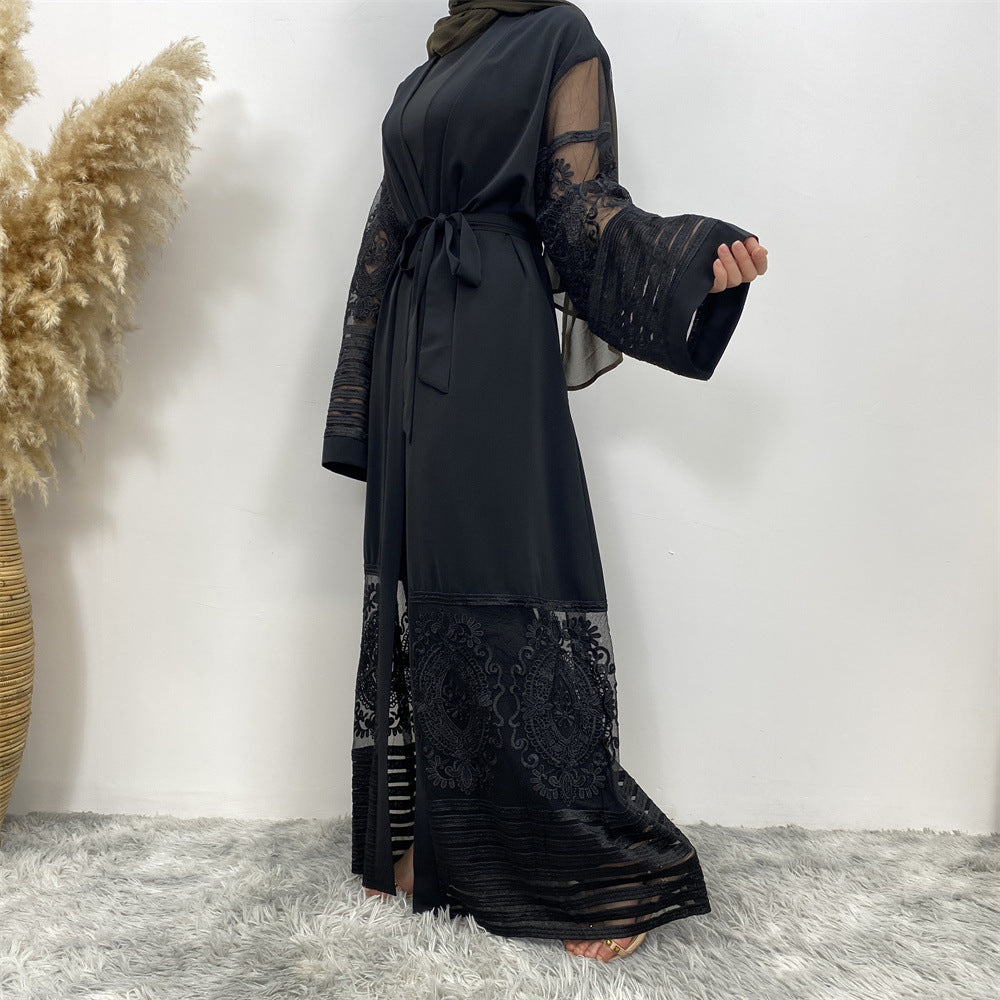 Women's Embroidered Mesh Robe Dress