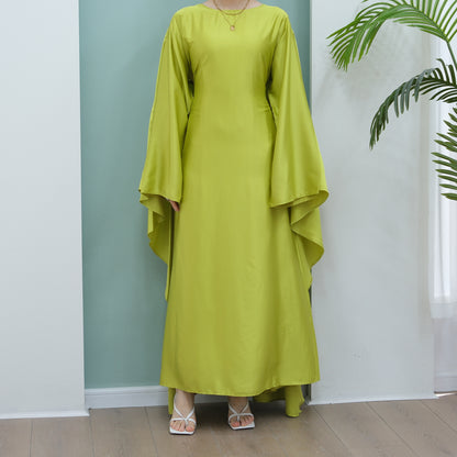 Women's Stretch Satin Modest Abaya Dress