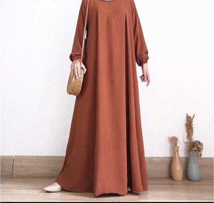 Women's Modest Zippered Crewneck Dress