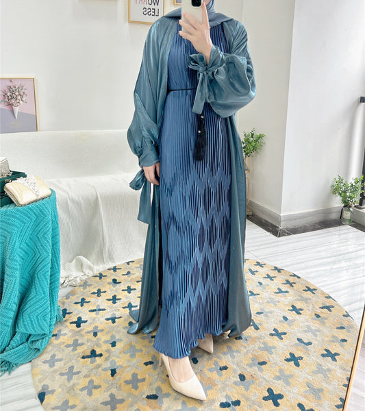 Modest Bubble Sleeve Robe Open Abaya