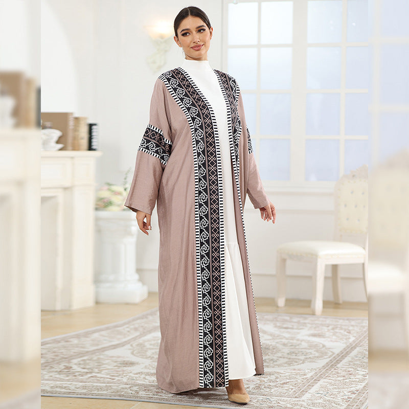 Elegant Muslim Print Patchwork Robe