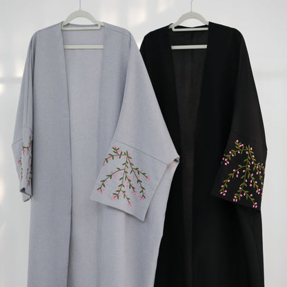 Modest Floral Embroidery Elegant Robe