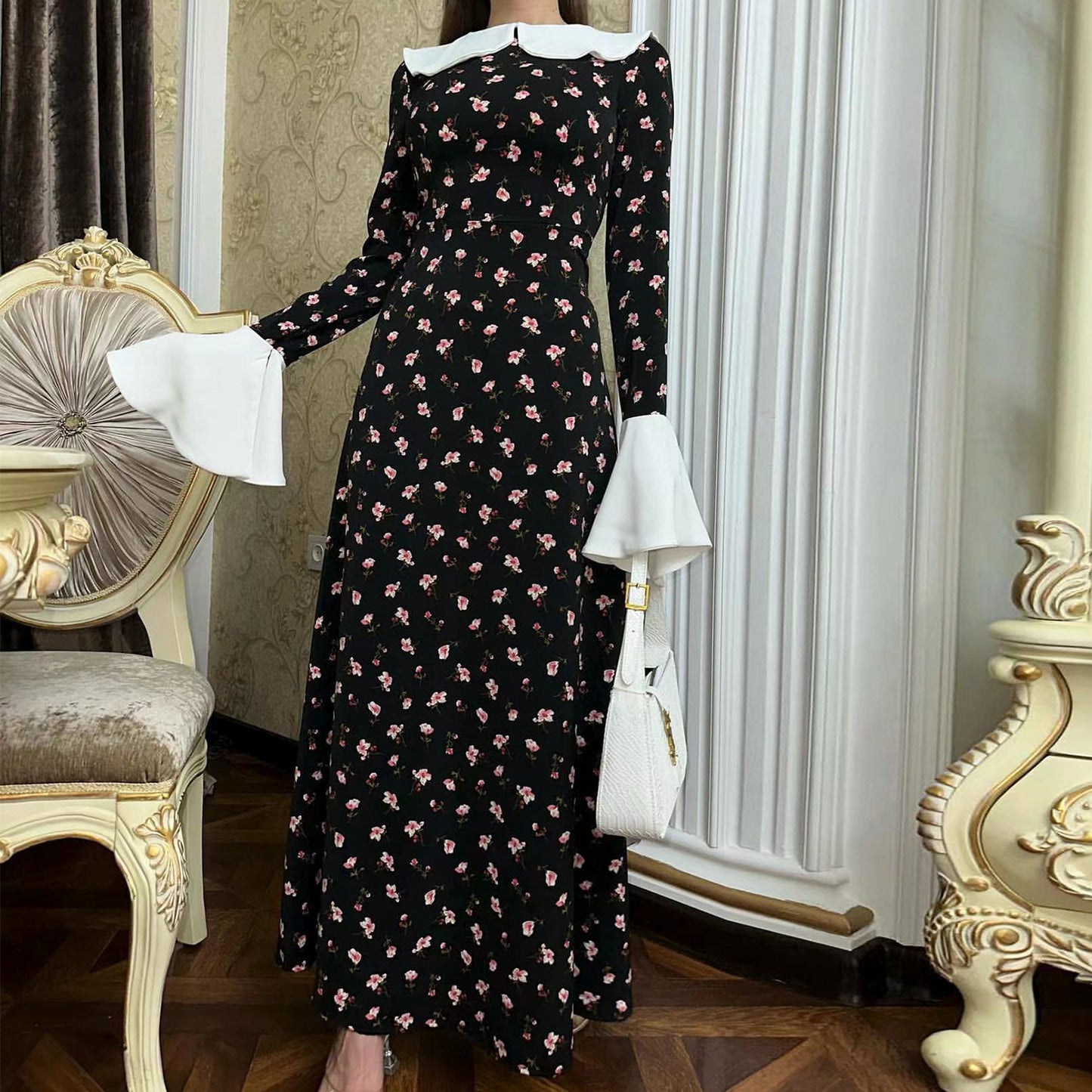 Women's Doll Collar Print Dress