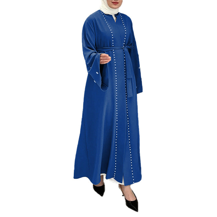 Plain Flared Sleeve Robe Dress