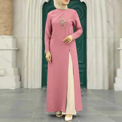 Elegant Solid Color Women's Modest Dress