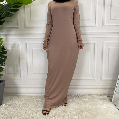 Women's Solid Color Long-sleeved Abaya Dress