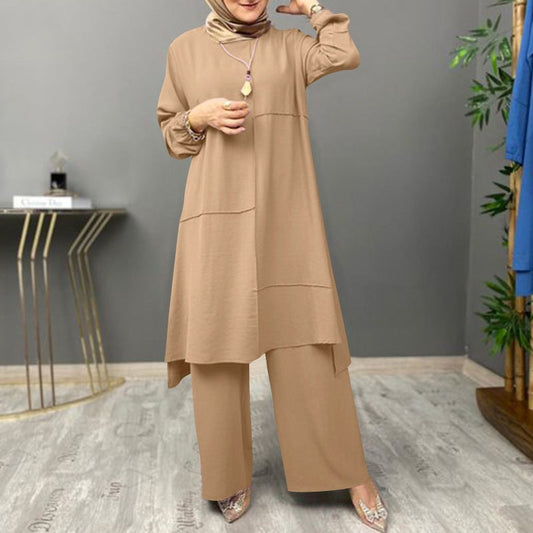 Stylish Women's Loose Shirt and Wide Leg Trouser Set