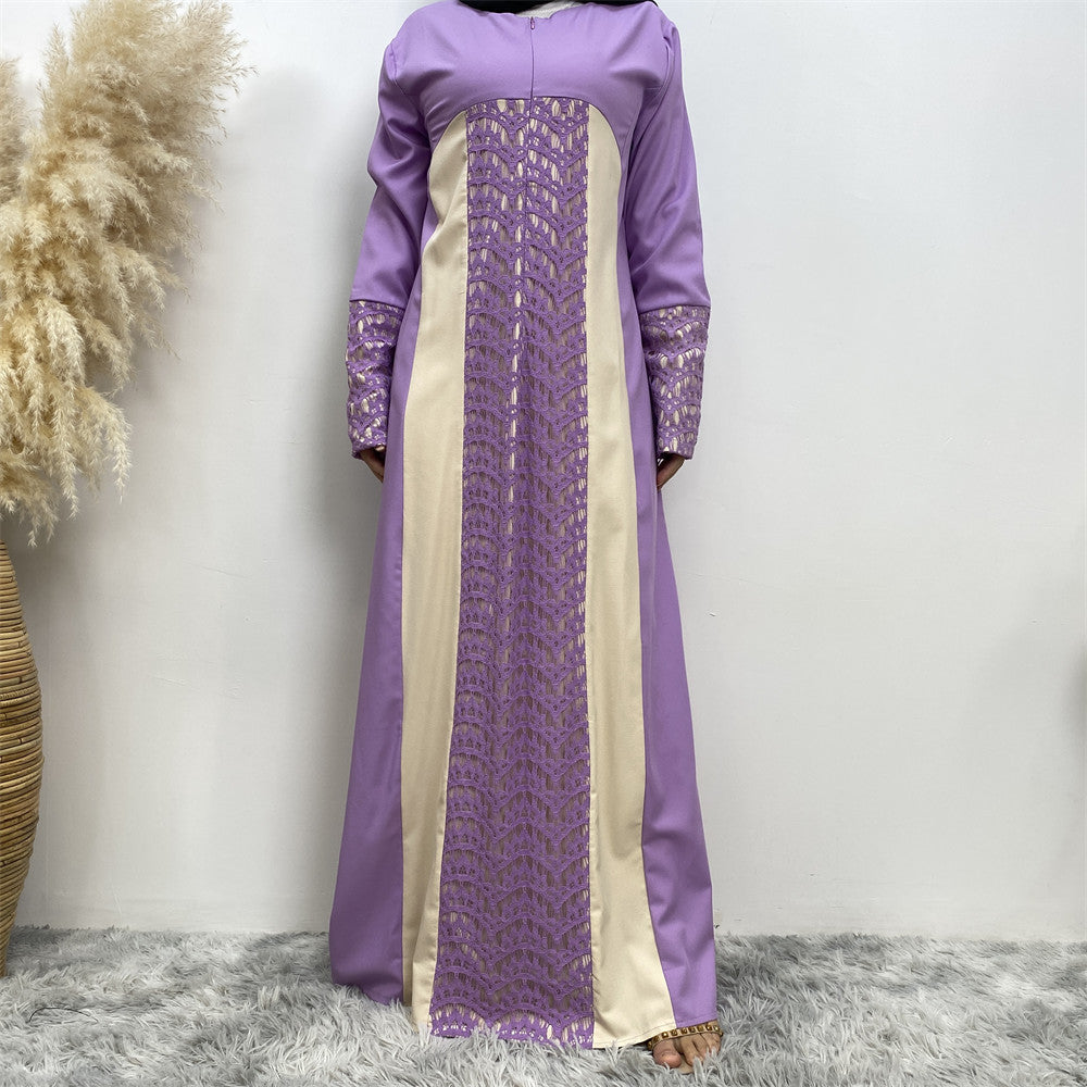 Modest Lace Patchwork Long Sleeve Dress