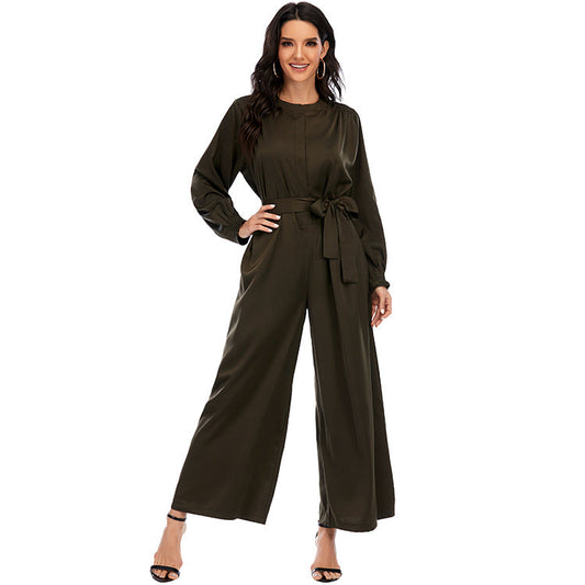 Women's Solid Color Tunic One-piece Wide Leg Pants