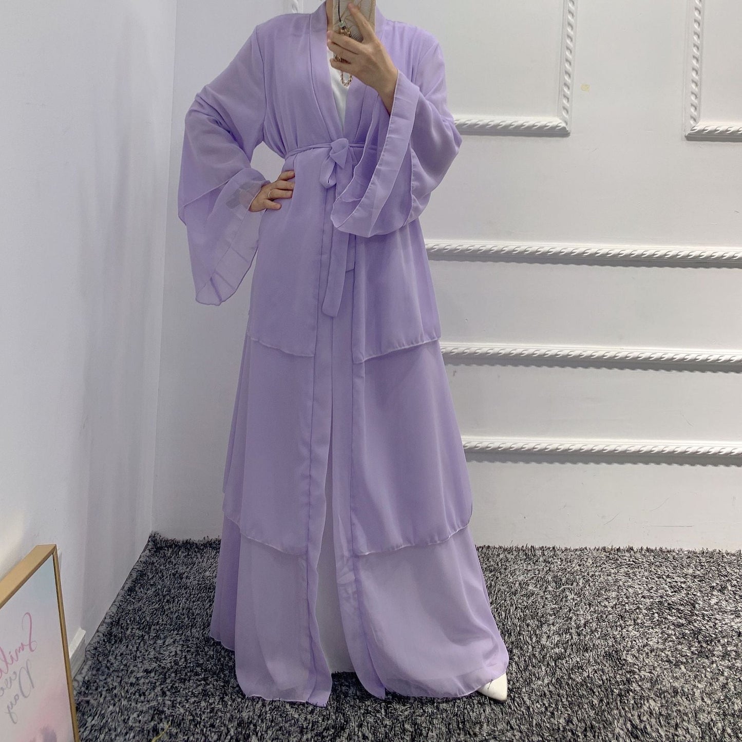 Women's Plain Robe Open Abaya Dress