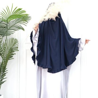 Women's Solid Color Ruffled Hijab