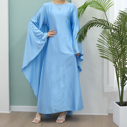 Women's Stretch Satin Modest Abaya Dress